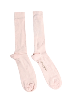 Ivory Cotton Stretch Logo Over Calf Socks - L