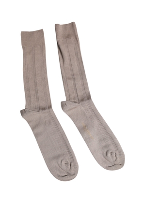 Brown Cotton Stretch Logo Over Calf Socks - L