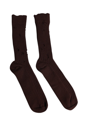 Brown Cotton Stretch Over The Calf Socks - L