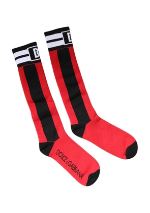 Red Cotton Stretch Printed Socks - L