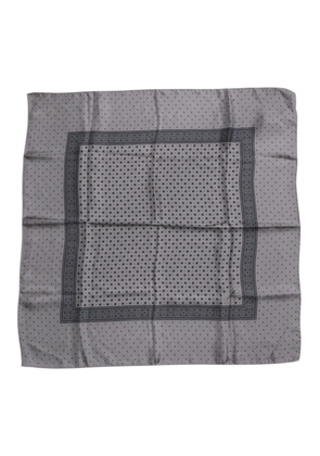 Gray Polka Dot Silk Square Men Foulard Scarf