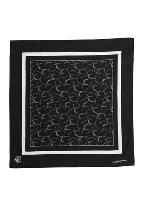 Black White Printed Square Foulard Scarf