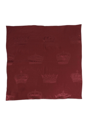 Maroon Silk Crown Square Men Foulard Scarf