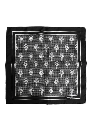 Black White Printed Square Foulard Scarf