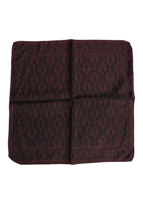 Maroon Black Printed Square Men Foulard Scarf