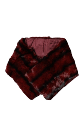 Black Red Stripe Fur Shawl Neck Wrap Scarf