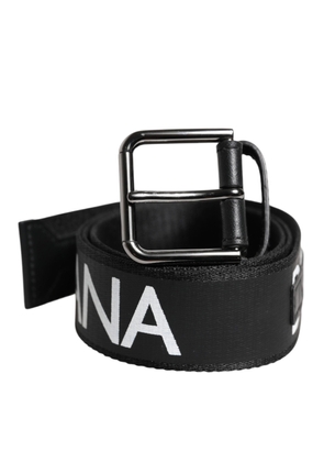 Black Leather Classic Metal Logo Buckle Belt - 100 cm / 40 Inches