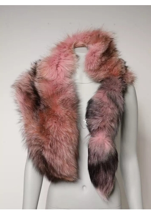 Pink Frost Fox Fur Neck Warmer Winter Scarf