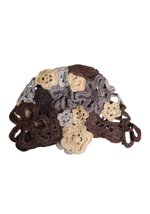 Multicolor Floral Silk Crochet Beanie Hat