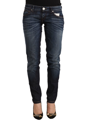 Acht Blue Washed Cotton Low Waist Skinny Denim Jeans - W26