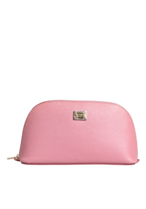 Pink Leather DG Logo Zip Around Hand Purse Pouch Wallet