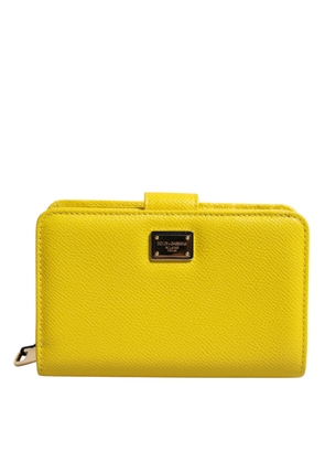 Yellow Leather Bifold Continental Clutch Wallet