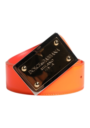 Orange Gold Tone Metal Logo Buckle Belt - 100 cm / 40 Inches