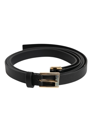 Black Classic Gold Metal Logo Buckle Belt - 100 cm / 40 Inches