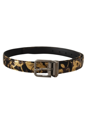 Dolce & Gabbana Multicolor Jacquard Leather Logo Metal Buckle Belt - 90 cm / 36 Inches