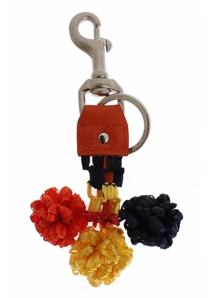Red Yellow Raffia Leather Clasp Finder Keyring Keychain