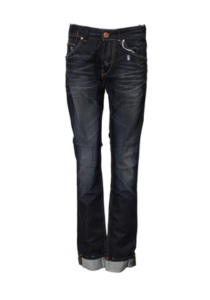 Blue Washed Cotton Mid Waist Flared Denim Jeans - W30