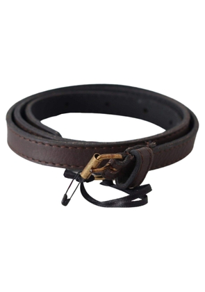 MILA SCHÖN Brown Genuine Leather Skinny Fashion Dark - 75 cm / 29,5 Inches