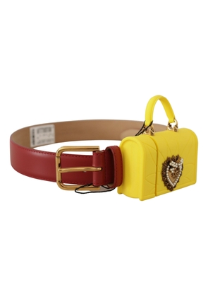 Elegant Red Leather Engraved Buckle Belt - 75 cm / 29,5 Inches