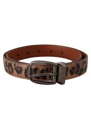 Dolce & Gabbana Brown Leopard Embossed Leather Buckle Belt - 75 cm / 29,5 Inches
