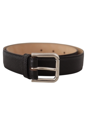 Dolce & Gabbana Black Calf Leather Brown Backend Metal Buckle Belt - 75 cm / 29,5 Inches