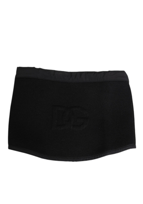 Dolce & Gabbana Black Lace Stole Knitted DG Logo Men One Size  Scarf