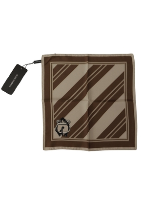 Dolce & Gabbana Brown Stripes DG Logo Square s Handkerchief Scarf