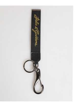Black Yellow Polyester DG Logo Silver Keychain Keyring