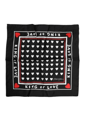 Black Printed Silk Square Men Foulard Scarf