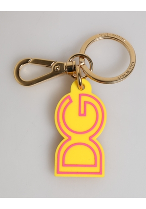 Yellow Rubber Gold Tone Metal DG Logo Keyring Keychain