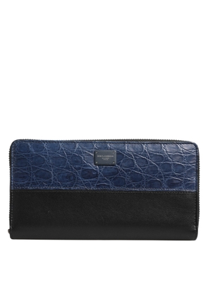 Black Blue Exotic Leather Men Continental Clutch Wallet