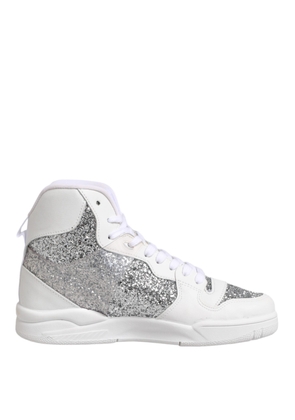 White Silver High Top Women Sneakers Shoes - EU39/US8.5