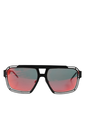 Dolce & Gabbana Black Metal Pilot Frame Shades Eyewear Sunglasses