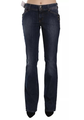 Blue Washed Mid Waist Flared Denim Casual Pants Jeans - 44/28 (w30)