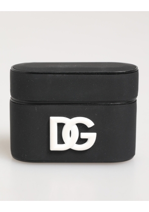 Black White Rubber Embossed Logo Accessory Airpods Case