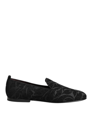 Dolce & Gabbana Black Brocade Loafers Slip On Men Dress Shoes - EU40/US7