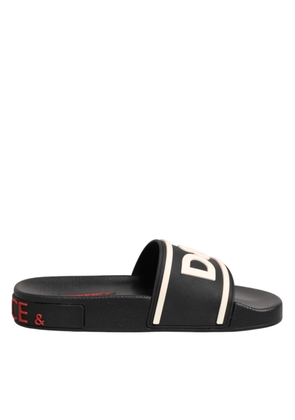 Dolce & Gabbana Black Rubber Slides Sandals Beachwear Shoes - EU35/US4.5