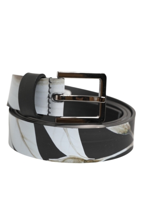 Dolce & Gabbana Multicolor PVC Floral Silver Buckle Men Belt - 90 cm / 36 Inches
