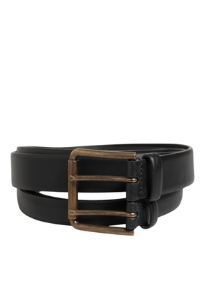 Dolce & Gabbana Black Double Strap Leather Brass Buckle Belt - 90 cm / 36 Inches