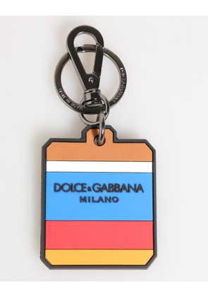 Multicolor DG Rubber Logo Silver Men's Keychain Keyring