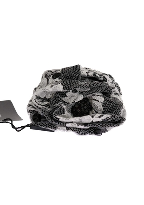 Dolce & Gabbana  Black White Floral Lace Crystal Hair Claw