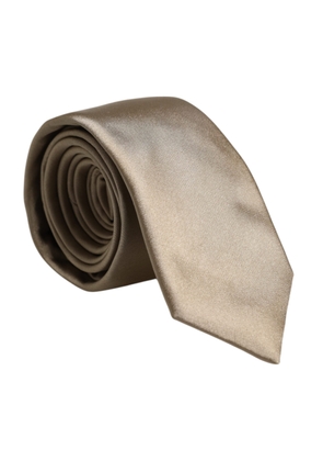 Dolce & Gabbana Beige Solid Silk Adjustable Necktie Tie