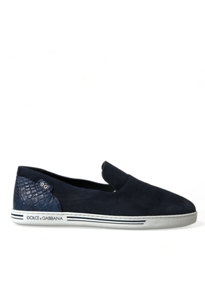 Dolce & Gabbana Blue Suede Caiman Loafers Saint Tropez Shoes - EU39/US6