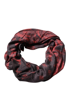 Black Red Floral Modal Wrap Shawl Scarf