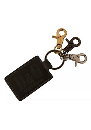 Green Leather D&G Logo Metal Ring Hook Keyring Keychain