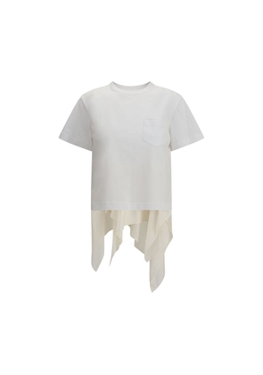 Sacai Jersey T-shirt with Polyester detail - 3