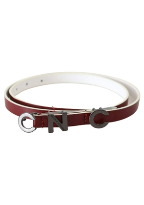 Costume National Maroon Leather Logo Skinny Fashion - 85 cm / 34 Inches