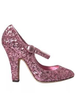 Pink Sequin Mary Jane Pumps High Heels Shoes - EU39/US8.5