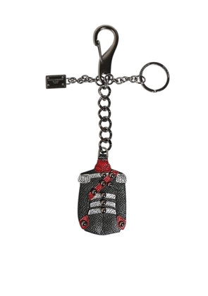 Black Red Military Leather Patch DG Logo Keychain Keyring