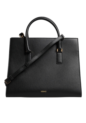 Black Large Leather Top Handle Shoulder Crossbody Bag